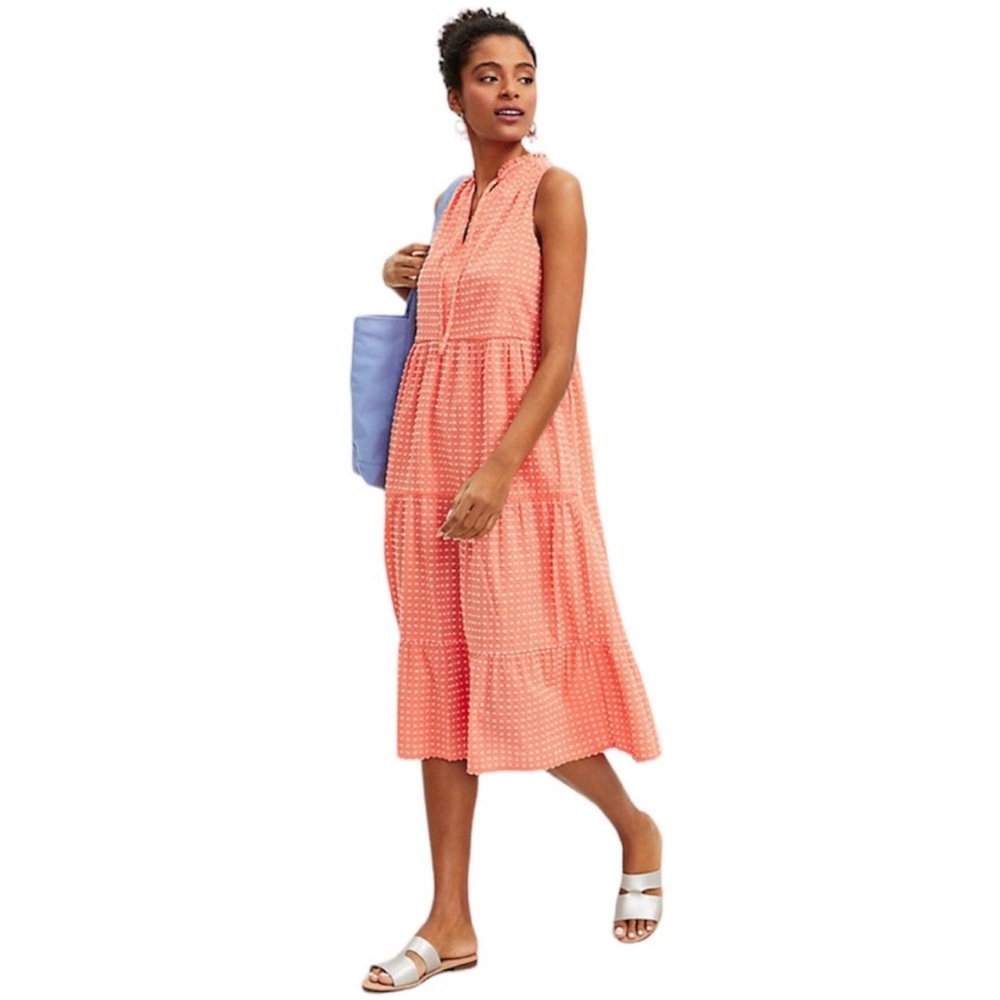 LOFT Sleeveless Tie Neck Tiered Midi/Maxi Dress